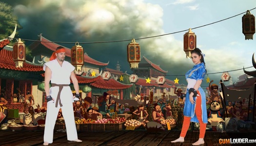 Busty brunette cum-fighter does her best porn pics