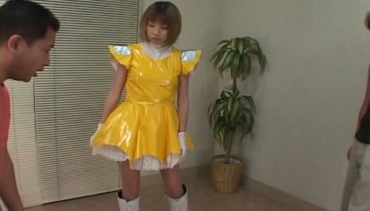 Foolish Japanese bitch Miku Horikoshi is wearing creepy outfit porn pics