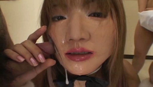 Frisky Jap Playboy girl Kotou Makiko is sucking several dicks in a row porn pics