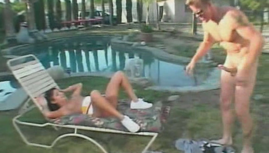 Epic pornstar Sativa Rose gives blowjob and fucks by the pool porn pics