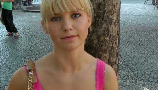Talkative slim blondie wanders in city center to find a dude for sex porn pics