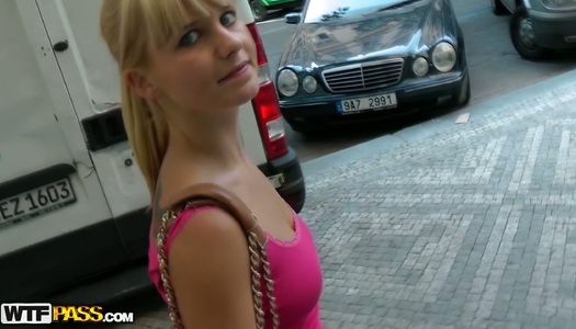 Screwed Russian whore shows off her big tits in full daylight porn pics