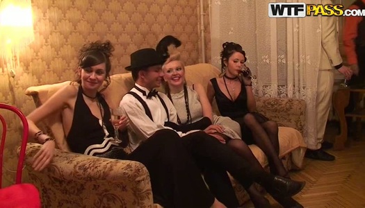 A bunch of students is having thematic party porn pics