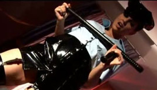 Sultry brunette babe strips in police costume porn pics