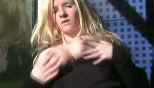 Whorable slim and hot blondie shows her boobs and wet pussy in train porn pics