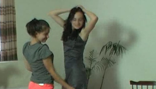 Smiling hot amateur brunette dances on dude's laps and plays with her tits porn pics