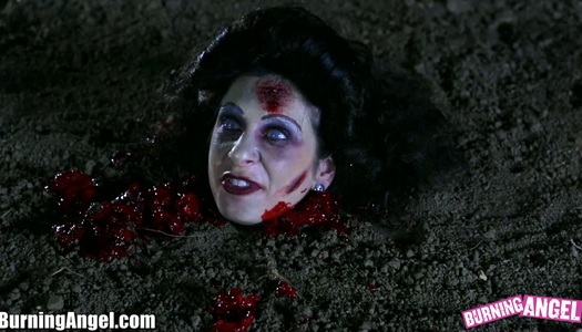 Trio of demonic zombie sluts fuck one guy on the graveyard porn pics