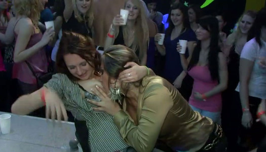 Zealous slutty chicks go wild and suck tasty dicks for sticky cum in the club porn pics