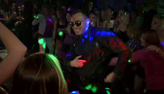 Sextractive chics kneel down in front of horny stripper to give blowjob porn pics