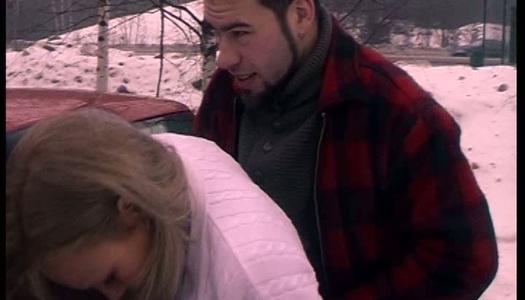 Seductive blond welcomes hard fuck in doggy pose outdoors porn pics