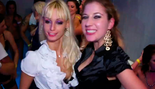 Spoiled hoes dance in lingerie and stockings in club porn pics