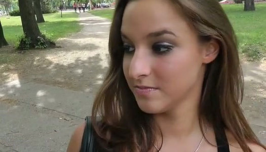 Alluring brunette girl gives awesome blowjob in public park porn pics
