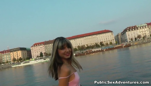 Skinny blonde babe is fucking in the open air porn pics