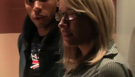 Captivating Russian babe is sucking black cock in a toilet porn pics