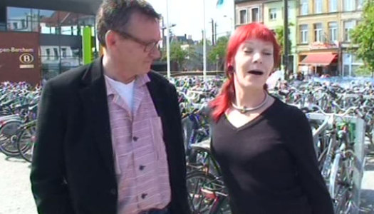 Aroused grey-haired daddy gives tongue fuck to sextractive milf in the street porn pics