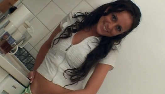 Kinky brunette girl Marianne C strokes meaty cock giving qulity handjob porn pics