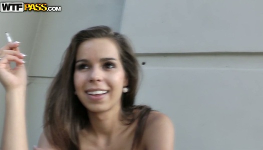 Charming teen rides meaty dick face to face outdoor porn pics