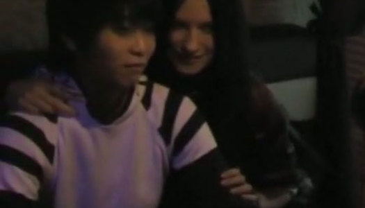 Korean dude polishes the wet pussy of kinky amateur brunette on Xmas Eve porn pics