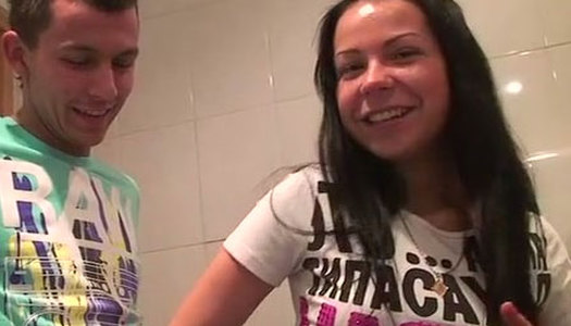 Hilarious amateur sexy brunette gets absorbed with sucking a tasty lollicock porn pics