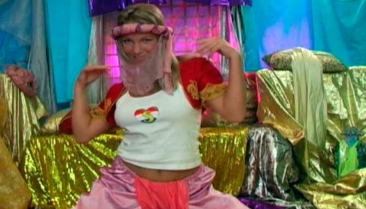 Attractive babe Kata teases you with sexy belly dance porn pics