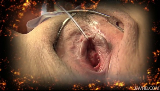 Japanese mom stretches her pussy lips with tools porn pics