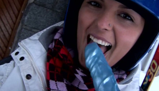 Astonishing busty snowboarder Ora wanna masturbate in the mountain hut porn pics