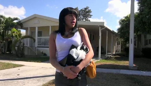 Peppering brunette slut gets picked up in the street for hot sex porn pics