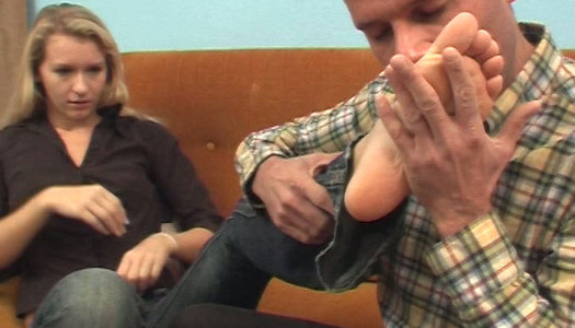 Lascivious blonde Katka gets her toes licked by her fuck buddy porn pics
