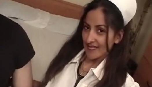 Naughty nurse with huge boobs Lisa seduces two patients for dirty MMF 3some porn pics