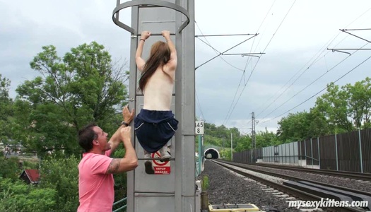 Sporty and weird blowlerina called Anouk gets banged at the railway station porn pics
