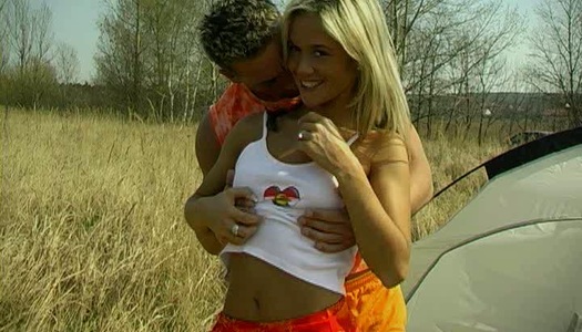 Camping blond girl sucks shlong  near the tent porn pics