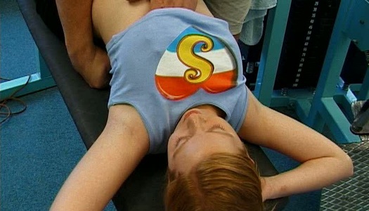 Redhead teen hottie is seduced by perverted dude in a gym porn pics