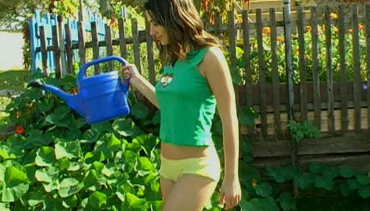 Charming brunette girl with pretty pussy is drilling wet hole with dildo solo masturbating outdoor porn pics