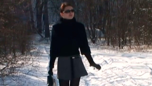 Blowjob lover Electra is pumping cock outdoor in winter porn pics