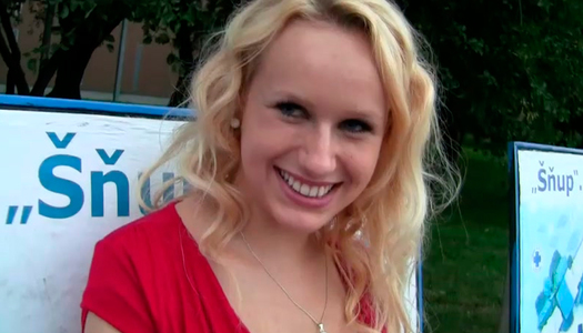 Sexy blonde babe with big tits flaunts her legs outdoors porn pics