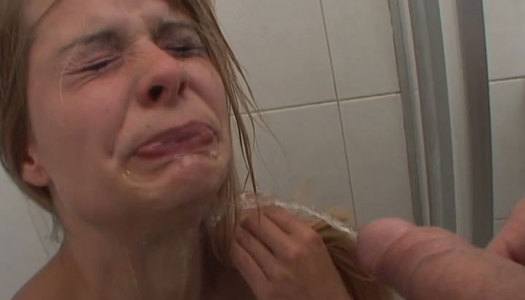 Filthy blond chic gets banged doggy before she drinks her own urine porn pics