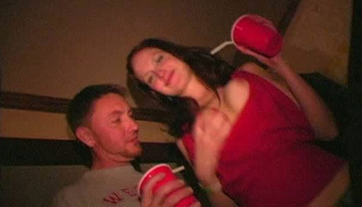 Red head college stundents flash their titties at the party porn pics