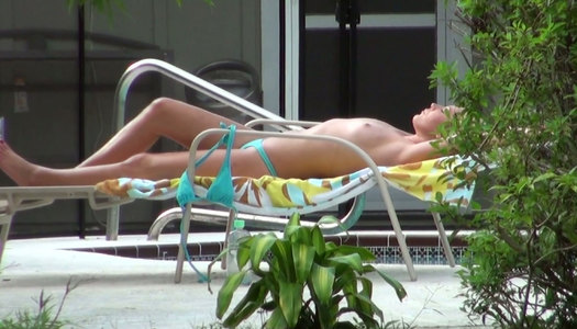 Fantastically sexy and hot blonde MILF gets her ass rubbed with oil outdoor porn pics