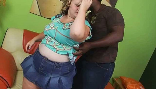 Trashy BBW blonde bitch gives a head to horny black dude porn pics