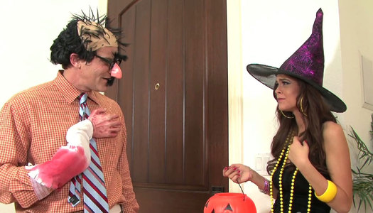 Bewitching witch with big boobs gives her lover a great blowjob porn pics