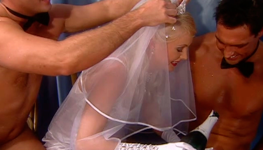 Slutty bride Kathy Anderson sucks fiancé's and best man's dicks porn pics