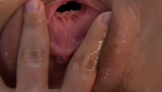 Skanky blonde teen with big tits enjoys fisting her pinkish snatch porn pics