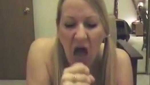 Filthy blonde GF with big saggy boobs gets facial cumshot in dirty homemade video porn pics