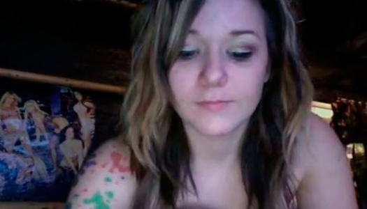 Slim and perky brunette babe plays with herself on webcam porn pics