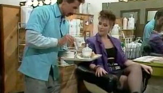 Two guys serve ladies at the highest level in the hairdressing salon porn pics
