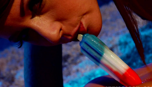 Naughty whore Jayden Jaymes licks the ice-cream from Nikki Rhodes' tits porn pics