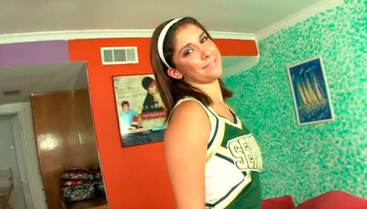 Sexy cheerleader with big boobs is sucking juicy cock balls deep porn pics