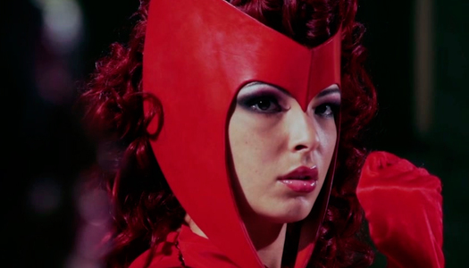 Kinky red haired babe in latex suit Brooklyn sucks staff penis of her freak porn pics