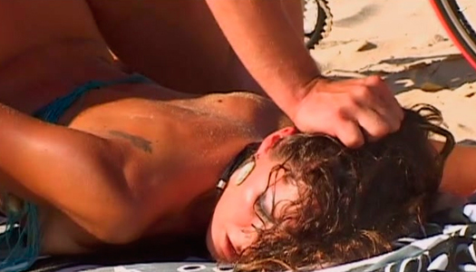 Voracious and hot brunette gets fucked hard on the beach porn pics