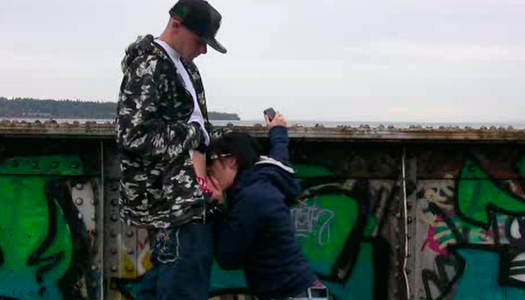 Bitchy brunette teen sucks giant penis of her guy outdoors porn pics